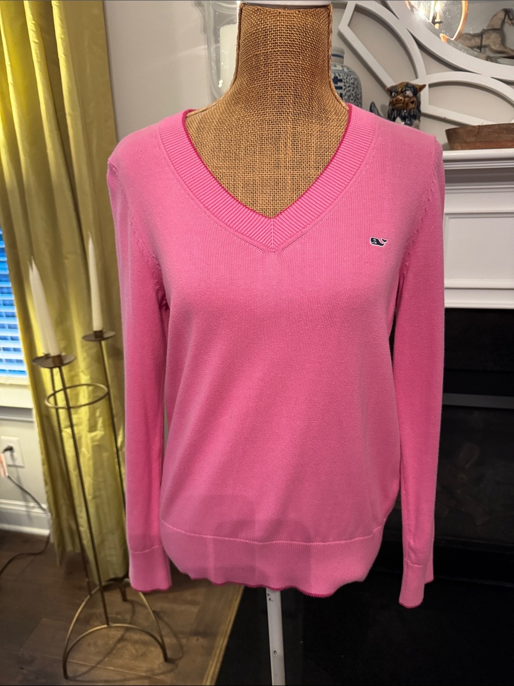 Vineyard Vines Bright Pink V-Neck Sweater